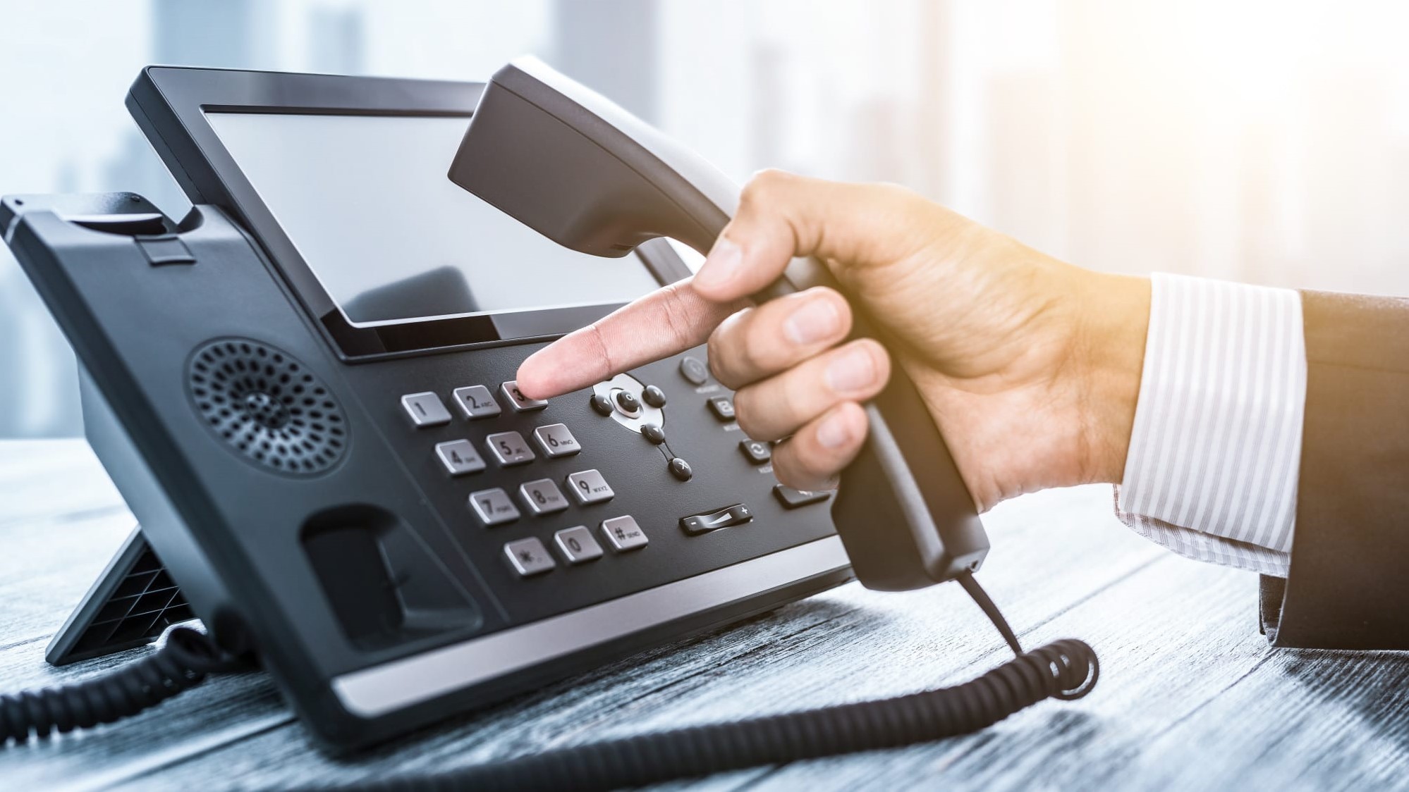 Communication support, call center and customer service help desk. Using a telephone keypad.